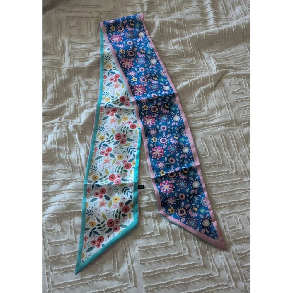 Vintage-Inspired & Floral Silk-Feel Scarf Lot - Set of 3 cottagecore boho purse